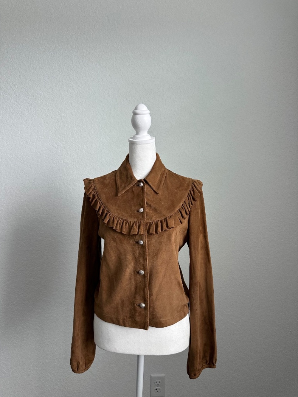 Maje Suede Ruffle Jacket